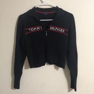 Tommy Hilfiger cropped distressed zip up